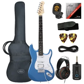 Artist AS1 Metallic Blue Electric Guitar w/ Accessories, Nux MP3 & Headphones