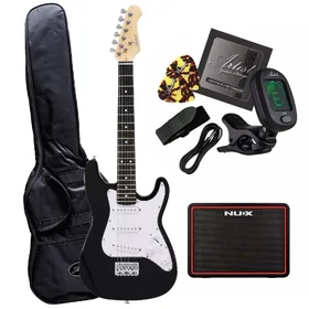 Artist MiniG Black 3/4 Size Electric Guitar w/ Accessories & Nux MightyLite BT