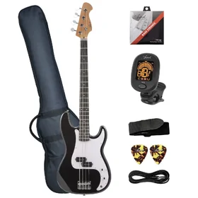 Artist APG Black Bass Guitar w/ Pickguard & Accessories