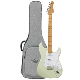 Artist AS10 Vintage White Electric Guitar w/ Single Coil Pickups & Padded Bag