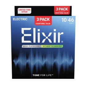 Elixir 16572 Optiweb 10-46 Nickel-Plated Steel Electric Guitar Strings 3 Pack 