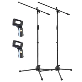 Artist MS081 Adjustable Boom Mic Stand & Mic Clips - 2 Pack