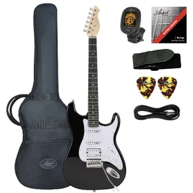 Artist AS1 Black Electric Guitar w/HSS Pickups & Accessories