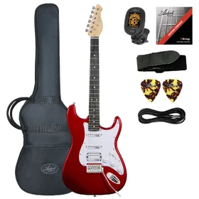 Artist AS1 Candy Apple Red Electric Guitar w/HSS Pickups & Accessories