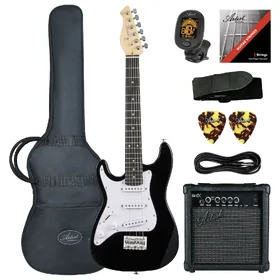 Artist AS34 Black Left Handed 3/4 Size Electric Guitar & Accessories & Amp