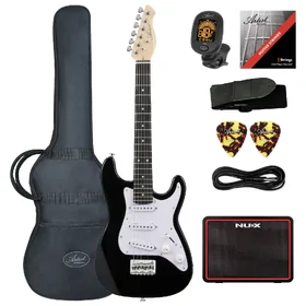 Artist AS34 Black 3/4 Size Electric Guitar w/ Accessories & Nux MightyLite BT
