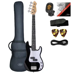 Artist APG34 Black 3/4 Size Bass Guitar w/ Accessories thumbnails