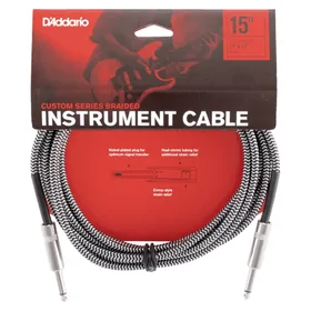 D'Addario Custom Series 10ft (3m) Grey Braided Guitar Cable/Lead