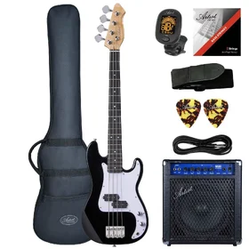 Artist APG34 Black 3/4 Size Bass Guitar w/ Accessories & 30 Watt Amp