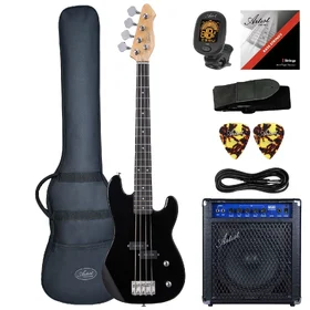 Artist APB Black Bass Guitar w/ Accessories & 30 Watt Amp