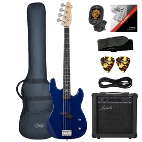 Artist APB Blue Bass Guitar w/ Accessories & 15 Watt Amp