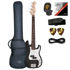 Artist APG34 Black 3/4 Size Bass Guitar w/ Accessories
