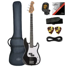 Artist APG Black Bass Guitar w/ Pickguard & Accessories