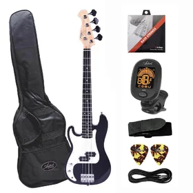 Damaged Artist MiniB Black Left Handed 3/4 Size Bass Guitar w/ Accessories