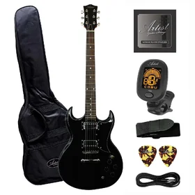 Customer Returned Artist AG1 Black Electric Guitar w/ Humbucker Pickups & Accessories