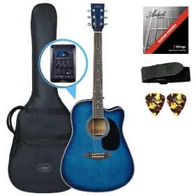 Customer Returned Artist LSPCEQ Blue Beginner Acoustic Electric Guitar Pack
