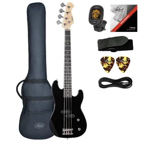 Customer Returned Artist APB34 Black 3/4 Size Bass Guitar w/ Accessories