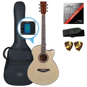 Customer Returned Factory 2nd Artist LSPS Natural Small Body Beginner Acoustic Guitar Pack