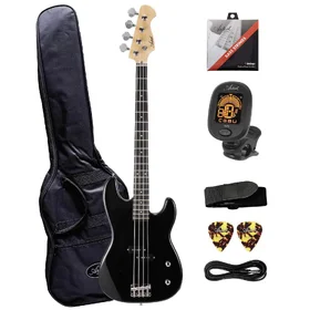 Customer Returned Artist APB Black Bass Guitar w/ Accessories