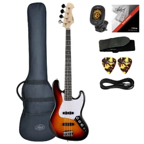Customer Returned Artist AJB Sunburst Bass Guitar w/ Accessories