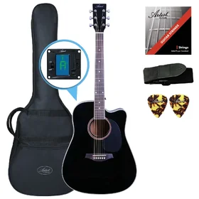 Customer Returned Factory 2nd Artist LSPC Black Beginner Acoustic Guitar Pack
