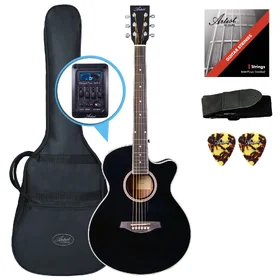 Damaged Customer Returned Artist LSPSCEQ Black Small Body Beginner Acoustic Electric Guitar