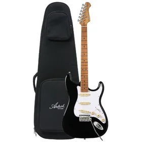Customer Returned Artist AS50 Black Electric Guitar w/ AntiHum Pickups & Padded Bag