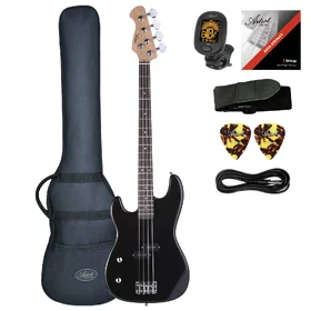 Customer Returned Artist APB Left Handed Black Electric Bass Guitar & Accessories