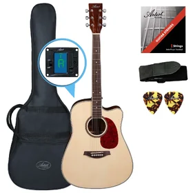 Customer Returned Artist LSPC Natural Beginner Acoustic Guitar w/ Cutaway Pack