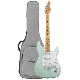 Customer Returned Artist AS10 Vintage Green Electric Guitar w/ Single Coil Pickups & Padded Bag