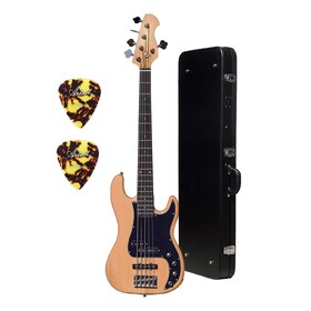 Damaged Artist VHYB5 Vintage Hybrid V 5 String Bass Guitar + Black Hard Case