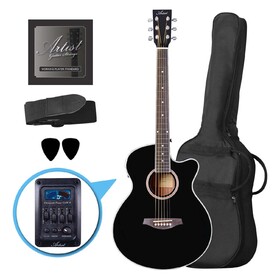 Customer Returned Artist LSPSCEQ Black Small Body Beginner Acoustic Electric Guitar