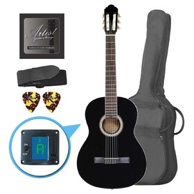 Customer Returned Artist CL44BK Full Size Classical Nylon String Guitar Pack 39 - Black