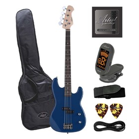 Customer Returned Artist PB2 Blue Electric Bass Guitar with Accessories