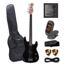 Customer Returned Artist PB2 Black Electric Bass Guitar with Accessories