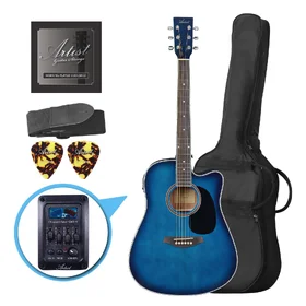 Factory 2nd Artist LSPCEQ Blue Beginner Acoustic Electric Guitar Pack