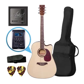 Factory 2nd Artist LSPCEQ Natural Beginner Acoustic Electric Guitar Pack