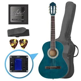 Factory 2nd Artist CL34 - 3/4 Size Classical Nylon String Guitar Pack - Blue