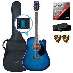 Factory 2nd Artist LSPC Blue Beginner Acoustic w/ Cutaway Guitar Pack