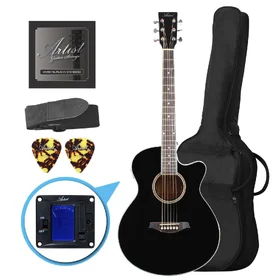 Factory 2nd Artist LSPS Black Small Body Beginner Acoustic Guitar Pack