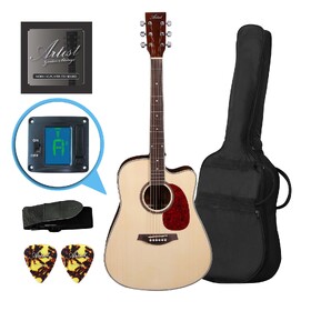 Customer Returned Artist LSPCNT Beginner Acoustic Guitar Pack With Cutaway