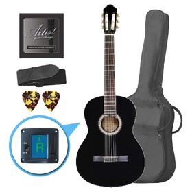 Customer Returned Artist CL44BK Full Size Classical Nylon String Guitar Pack 39 - Black